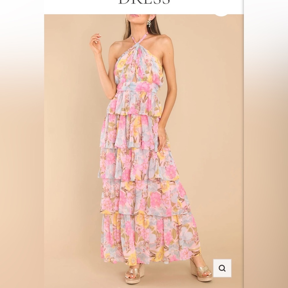 Floral Tiered Halter Maxi Dress